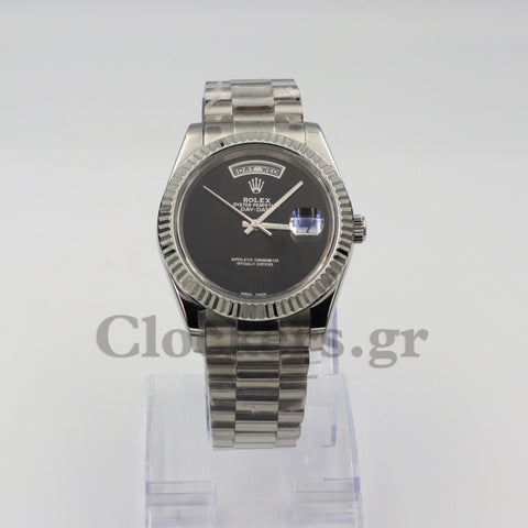 PRESIDENT DAY-DATE 18K WATCH SS BLACK ONYX DIAL 118208