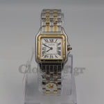 CARTIER PANTHÈRE 2 ROW 18K GOLD STEEL DATE ROMAN DIAL WITH