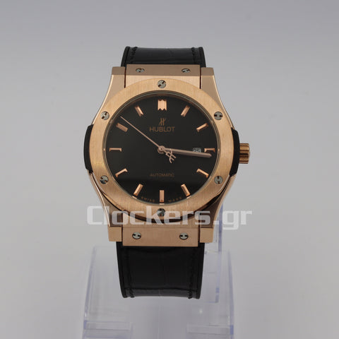 HUBLOT CLASSIC FUSION KING WATCH - 42 MM - BLACK DIAL -  RUBBER AND LEATHER STRAP