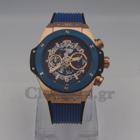 Hublot Big Bang Unico  Rose Gold - Blue Skeleton Dial - Rubber Strap