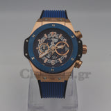 HUBLOT BIG BANG UNICO ROSE GOLD - BLUE SKELETON DIAL - RUBBER STRAP