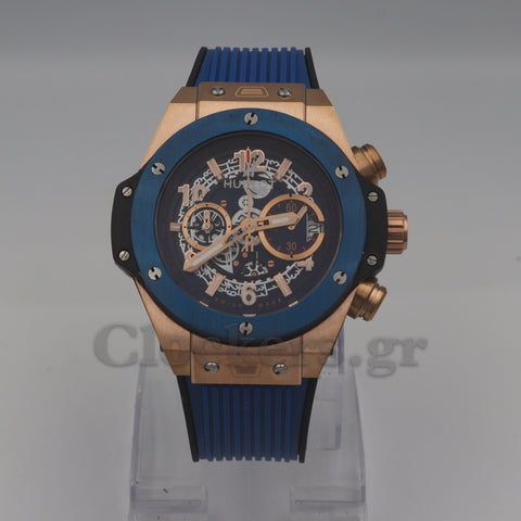 HUBLOT BIG BANG UNICO ROSE GOLD - BLUE SKELETON DIAL - RUBBER STRAP