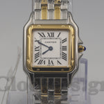 CARTIER PANTHÈRE 2 ROW 18K GOLD STEEL DATE ROMAN DIAL WITH