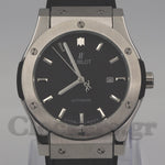 HUBLOT CLASSIC FUSION KING  WATCH - 42 MM - BLACK DIAL - SS BLACK RUBBER AND LEATHER STRAP