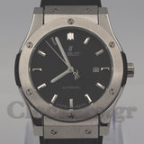 HUBLOT CLASSIC FUSION KING  WATCH - 42 MM - BLACK DIAL - SS BLACK RUBBER AND LEATHER STRAP