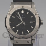 HUBLOT CLASSIC FUSION KING WATCH - 42 MM - BLACK DIAL - SS BLACK RUBBER AND LEATHER STRAP