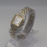 Cartier Panthère 2 Row 18k Gold Steel  Date Roman Dial with
