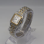 CARTIER PANTHÈRE 2 ROW 18K GOLD STEEL DATE ROMAN DIAL WITH