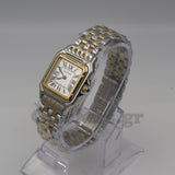 CARTIER PANTHÈRE 2 ROW 18K GOLD STEEL DATE ROMAN DIAL WITH