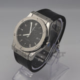 HUBLOT CLASSIC FUSION KING WATCH - 42 MM - BLACK DIAL - SS BLACK RUBBER AND LEATHER STRAP