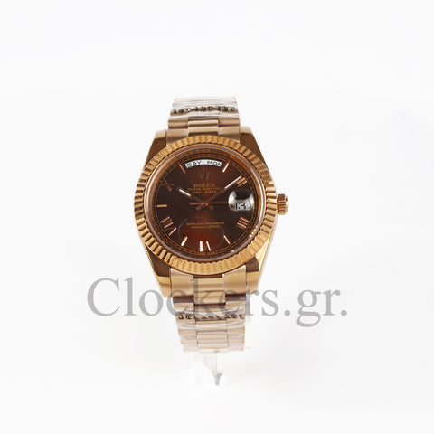 DAY-DATE II 41MM ROSE GOLD BRONZE DIAL RB STICKS MARKERS CLONE