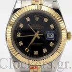 DATE JUST 36MM 2-TONE GOLD JUBILEE BLACK DIAL DIAMONDS MARKERS