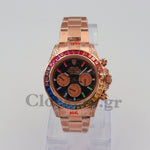 DAYT0NA COSM0GRAPH BLACK DIAL ROSE GOLD RAINBOW 40MM