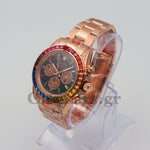 DAYT0NA COSM0GRAPH BLACK DIAL ROSE GOLD RAINBOW 40MM