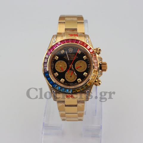 C0SMOGRAPH DAYT0NA BLACK DIAL  GOLD RAINBOW 40MM