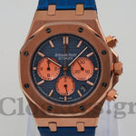 AUDEMARS PIGUET ROYAL OAK CHRONOGRAPH PINK GOLD BLUE DIAL.