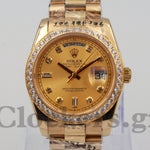 DAYDATE 36MM YELLOW GOLD GOLD DIAL DIAMONDS MARKERS