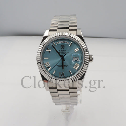 DAY-DATE II 40MM PLATINUM BLUE DIAL ROMAN MARKERS