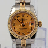 DATEJUST 28MM STAINLESS STEEL AND  GOLD MIDSIZE WATCH ROMAN