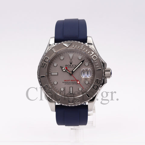 YACHT-MASTER PLATINUM DIAL OYSTER 16622 42MM RUBBER STRAP BLACK