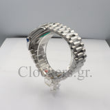 Day Date 40MM Watch Fluted Bezel Diamond Paved Rainbow Sapphire Dial