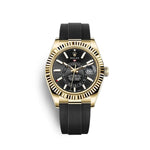 SKY-DWELLER BLACK DIAL AUTOMATIC MEN'S RUBBER WATCH QUALLITY 2A