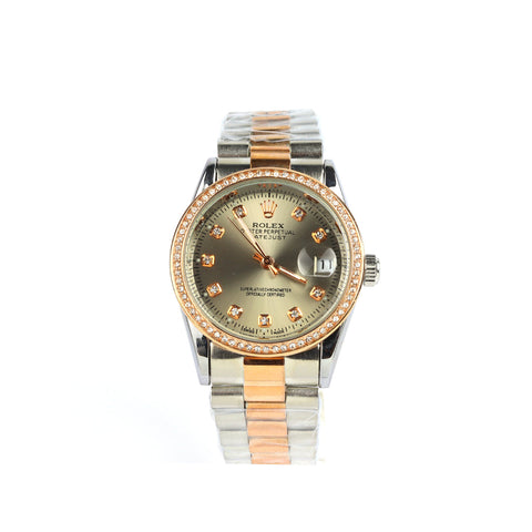 DATEJUST 36MM 2-TONE GOLD PINK JUBILEE DARK GRAY DIAL DIAMONDS MARKERS QUALITY 2A