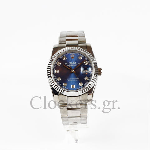 DATEJUST 36MM SS SILVER OYSTER BLUE DIAL DIAMONDS MARKERS CLONE