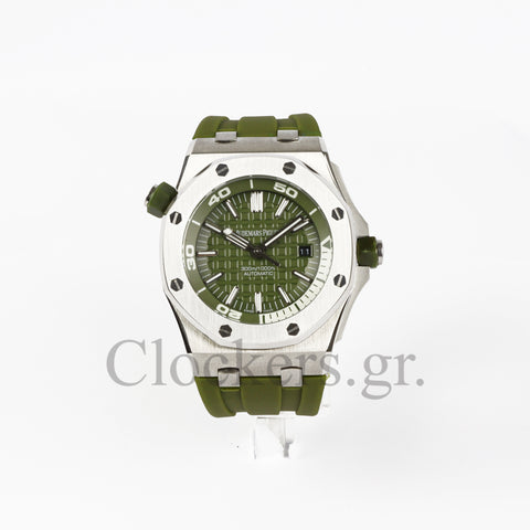 AUDEMARS PIGUET ROYAL OAK OFFSHORE DIVER 15710ST.OO.A052CA.01 KHAKI INDEX STAINLESS STEEL RUBBER 42MM CLONE