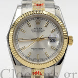 DATEJUST 36MM 2-TONE GOLD OYSTER WHITE DIAL STICKS MARKERS