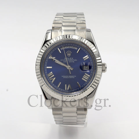 DAY-DATE II 40MM SILVER BLUE DIAL DIAL ROMAN MARKERS