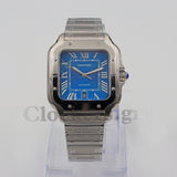 CARTIER SANTOS DE CARTIER LARGE STEEL & ADLC BLUE DIAL MEN'S AUTOMATIC WATCH