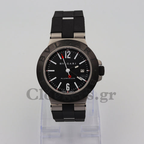 BVLGARI ALUMINIUM 40MM GREYBLACK DIAL RUBBER BEZEL