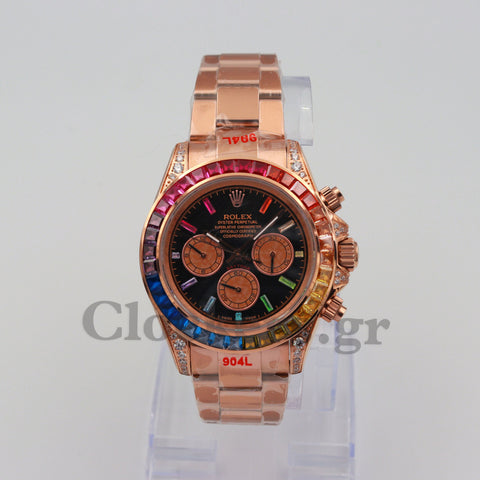 DAYTONA COSMOGRAPH BLACK DIAL ROSE GOLD RAINBOW 40MM