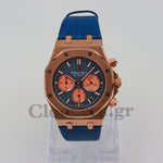 AUDEMARS PIGUET ROYAL OAK CHRONOGRAPH PINK GOLD BLUE DIAL.